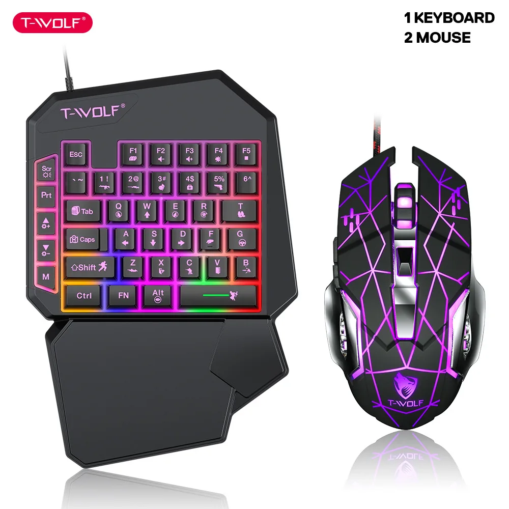 Gaming Hand Accessories - T-WOLF TF900 satu tangan Keyboard takhta