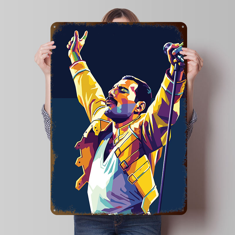 Vintage Gaming Accessories - Poster Kaleng Potret Seni Pop Freddie