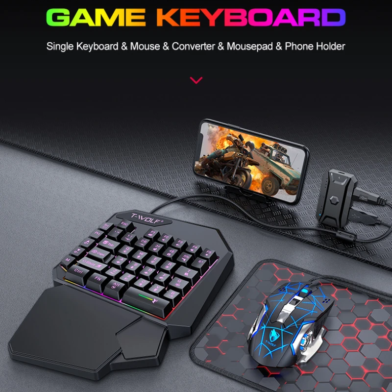 T-WOLF TF900 satu tangan Keybo - Gaming Hand Accessories ulasan dan harga