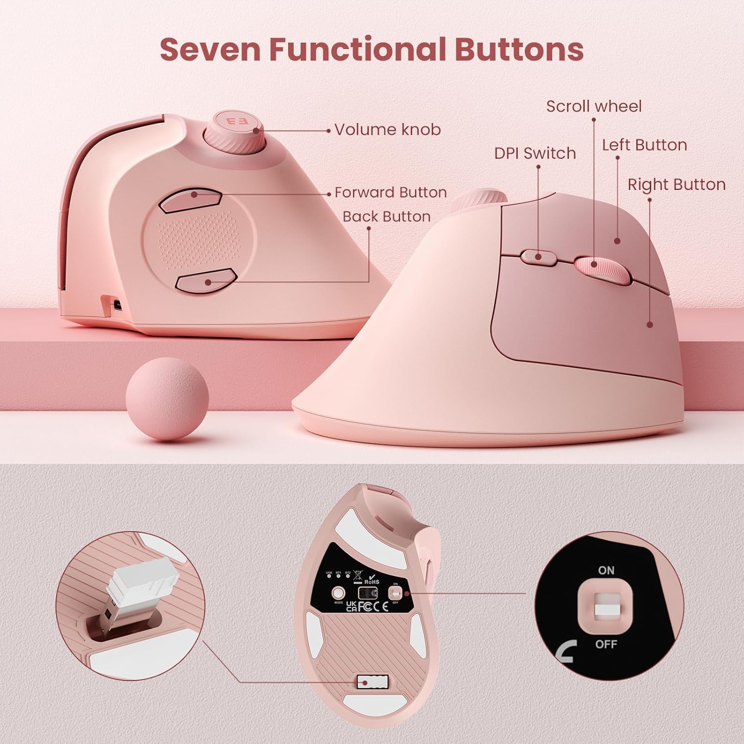 Seenda Mouse USB vertikal ergo - Gaming Accessories Pink ulasan dan harga